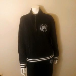 VS Pink pullover shirt women L 1/4 zip black